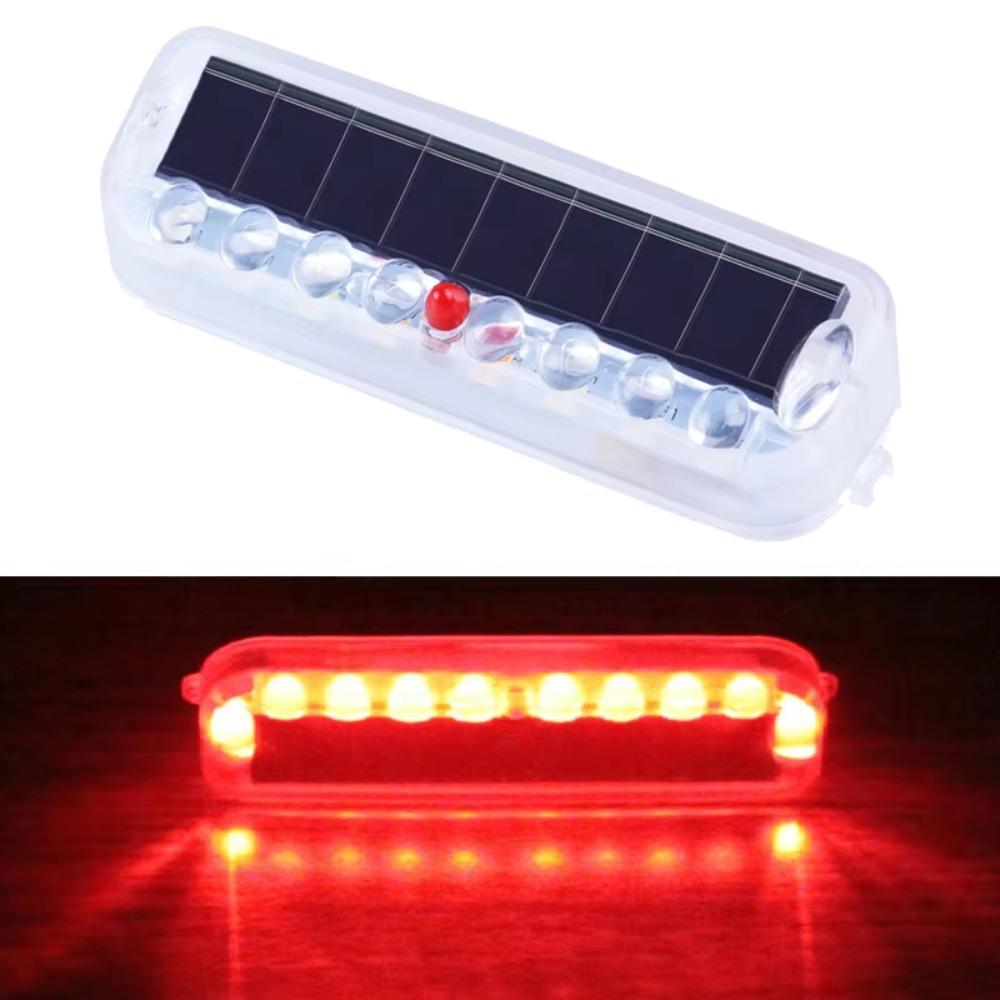 Solar Powered LED Strobe Warning Light Colorful Flashing Signal Lamp Auto Emergency