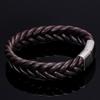 Мужской браслет из титановой стали и плетёной кожи с гравируемым подвесом из нержавеющей стали