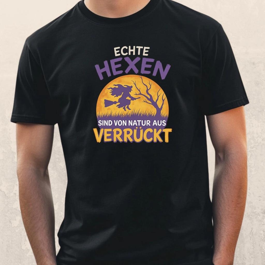 T-Shirt Herren Echte Hexen sind verrückt Motiv Baumwolle Größe S bis 5XL