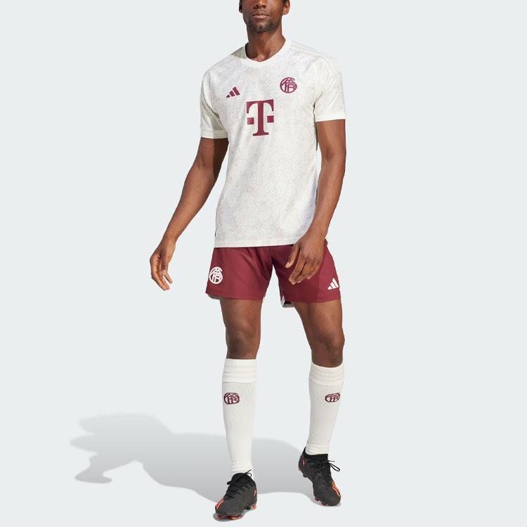 adidas ФК Бавария 23/24 Третий трикотаж с цветочным принтом, круглым вырезом и коротким рукавом, футбольная рубашка Player Version, мужские топы на выезде Han-Jade-White IQ4059