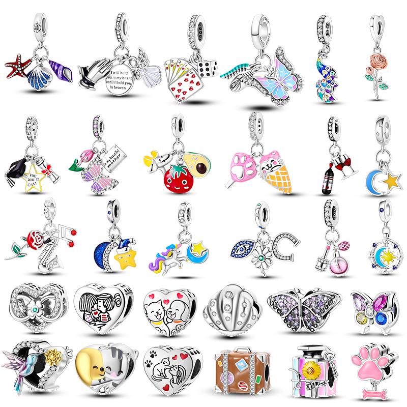 925 Silver Charms BeadsClosely Inlaid Butterfly Pendant Fit Original Diy Bracelet Gift Women Party Diy