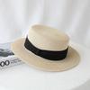 French flat-top sun-protection hat for women, summer beach vacation sunshade hat, internet celebrity woven wide-brim fresh top hat