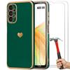 Case for Samsung Galaxy A33 5G - Night Green - Shockproof - Heart Pattern - 2 Tempered Glasses