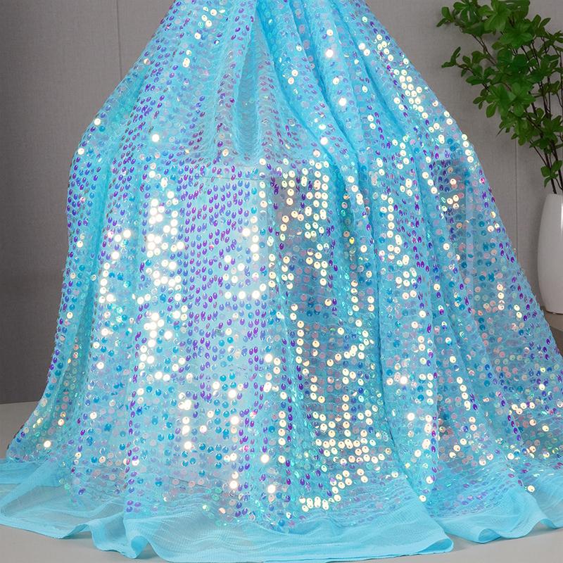 Красочная Радужная Блестящая Пайеточная Вышивка Градиентная Ткань 6мм Пайетки Ткань для Вечернего Костюма Платья Фон Упаковка Сетка