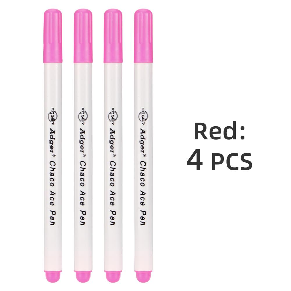 4Pcs/Set Vanishing Fabric Markers Air Erasable/Water Erasable Pens for Quilting Sewing Dressmaking Fabric, White Blue Purple Red