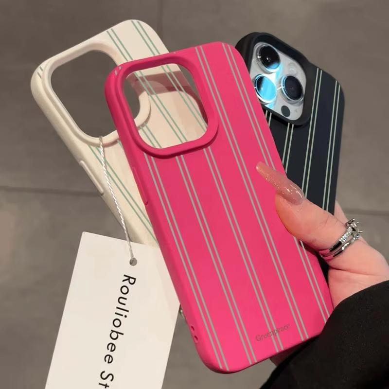 Чехол для телефона с узором личи и зеленой полосой для iPhone 17 16 15 14 13 12 11 Pro Max XS X XR 16 Plus 16e Ударопрочный силиконовый чехол