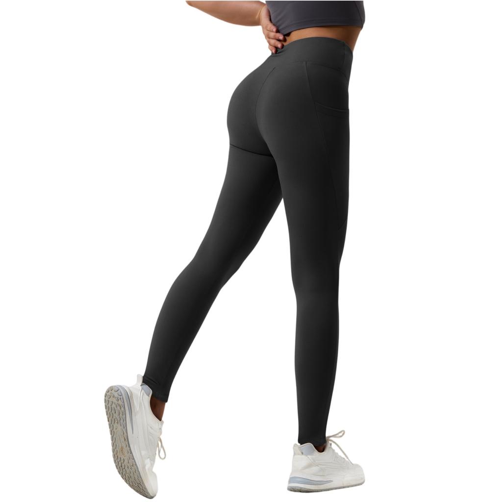 Модные женские спортивные брюки с высокой талией и карманом для йоги, теплые леггинсы для трансграничной торговли