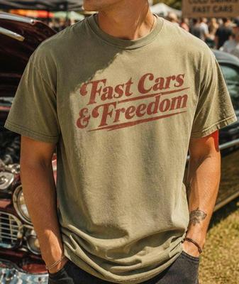 Fast Cars & Freedom Shirt, Vintage Racing Tee, Retro Car Show T Shirt, Americana Graphic Tee, Comfort Colors Style Shirt, Gift for Car Guys