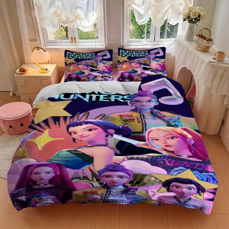 Kpop Demons Bedding 3 Piece Set Hd Print Duvet Cover Pillowcases For Teens Adult Bedroom Decoration Christmas Gift C9211299