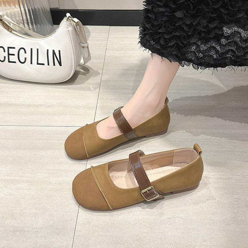 Одиночные туфли женские осень 2025 новые туфли модные женские туфли на плоской подошве ретро мягкая поверхность мягкая подошва одна педаль обувь Doudou