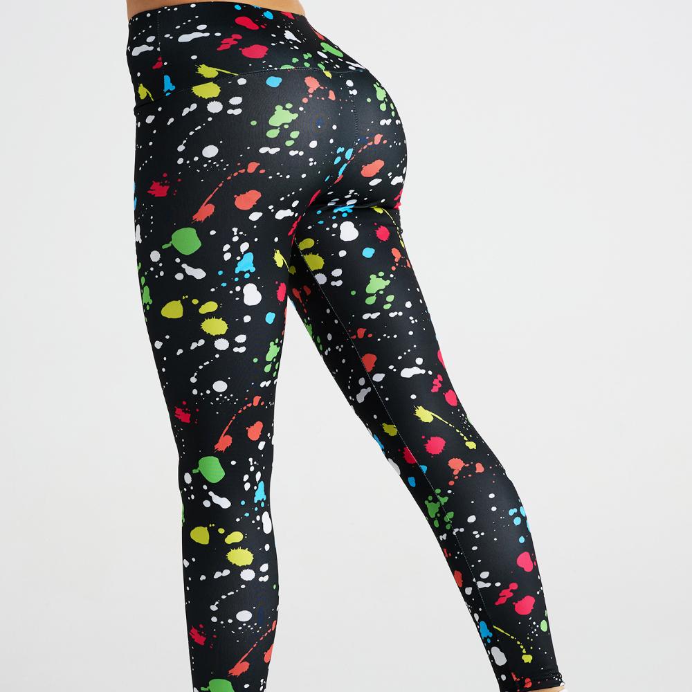 Спортивные брюки с высокой талией и принтом в виде граффити в горошек, женские брюки для йоги, эластичные спортивные штаны, леггинсы с принтом