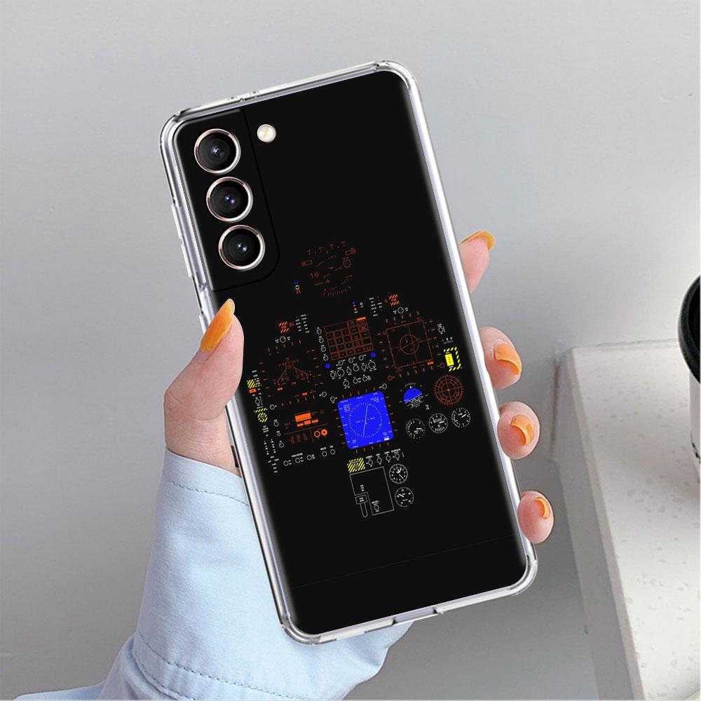 Прозрачный чехол для Samsung Galaxy S22 S20 FE S21 S23 Plus Note 20 10 Phone Shell Aviation Airplane Verticopter Cockpit Instrument