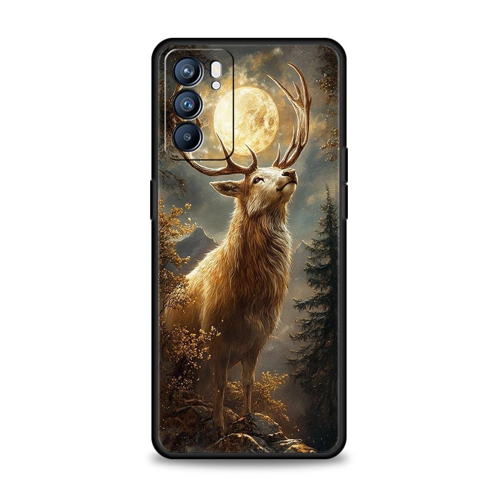 Cartoon Animal Deer Phone Case For Oppo Reno 13 12 11 10 7 F Find X5 X6 A98 A80 A79 A78 A57 A54 A31 A17 Pro 5G Soft TPU Cover