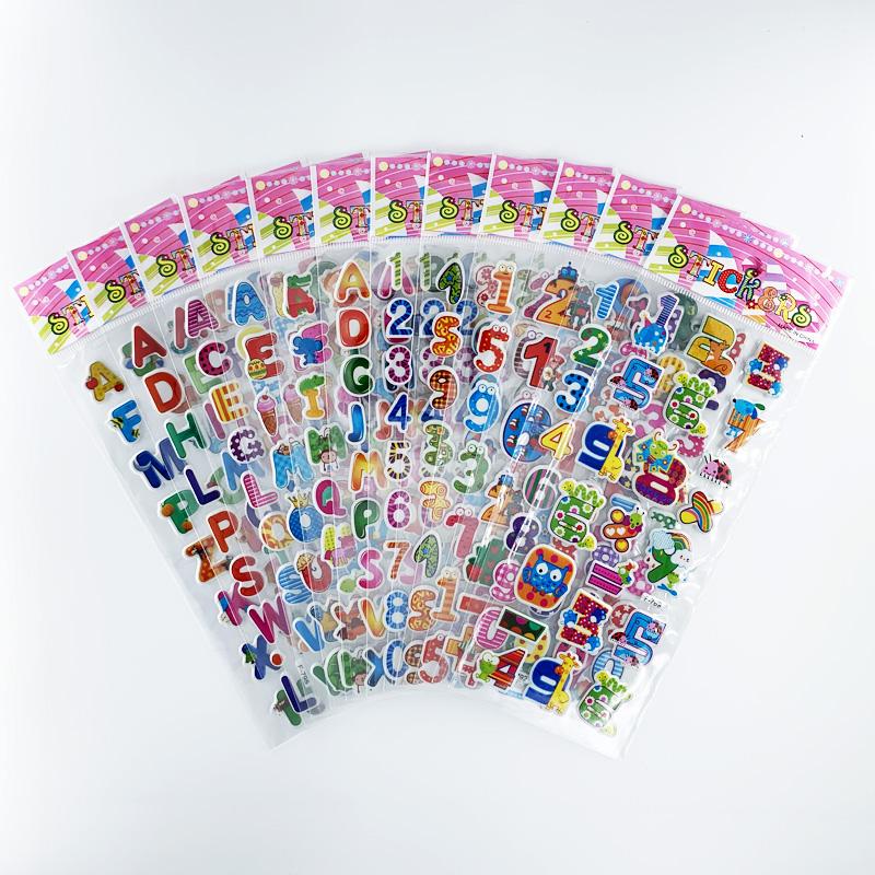 12 Sheetsset Marine Fish Pattern Kids 3D Cartoon Stickers Bubble Pvc Scrapbooking Sticker For Children Boys Girls Cute Gift