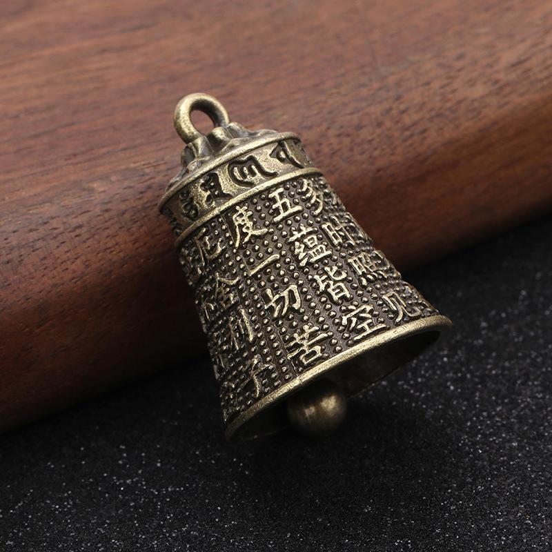 Brass Heart Sutra  Bell Keychain Six Character Mantra Durable  for Believers Daily Use Gifts