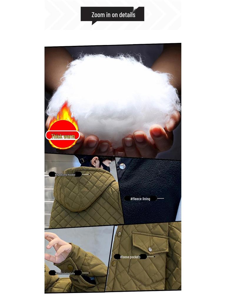 Зимняя стеганая куртка для мальчиков 2025: Модный хлопковый ветрозащитный плащ для детей