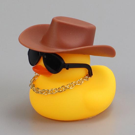 Ковбойская шляпа, желтая утка с солнцезащитными очками, милые игрушки для ванной для детей, плавающий декор для бассейна, украшение для приборной панели автомобиля без содержания бисфенола А