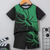 2025 Детская одежда Комплект из 2 предметов, футболка с короткими рукавами и шорты с забавным принтом мультяшного паука для мальчиков, летний спортивный комплект для мальчиков
