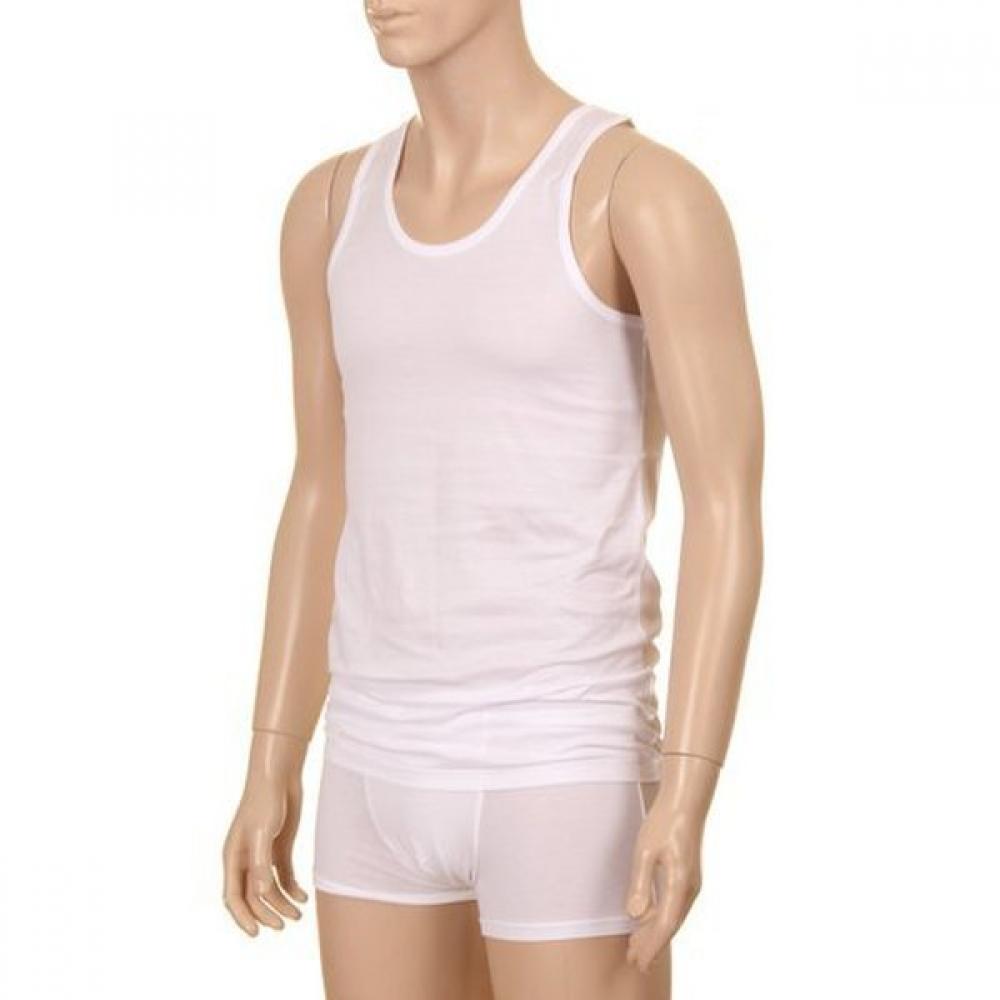 Barbara Men S Cotton 140S SleeveleSS Running Shirt Wh Amr4314r