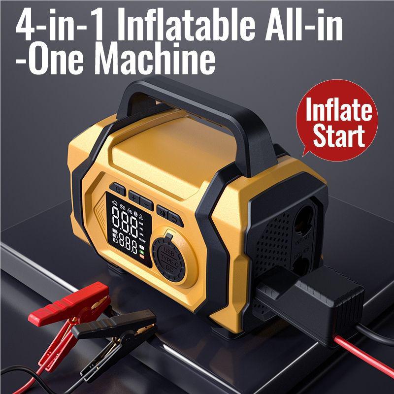 Автомобильный аварийный источник питания и насос для шин с манометром – Универсальное пусковое устройство большой емкости для автомобиля