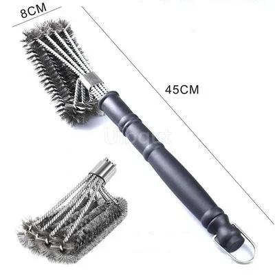 Grill Cleaning Brush BBQ tool Grill Brush 3 Stainless Steel Brushes In 1 Provides Effortless Cleanin pizza furnace stove brush