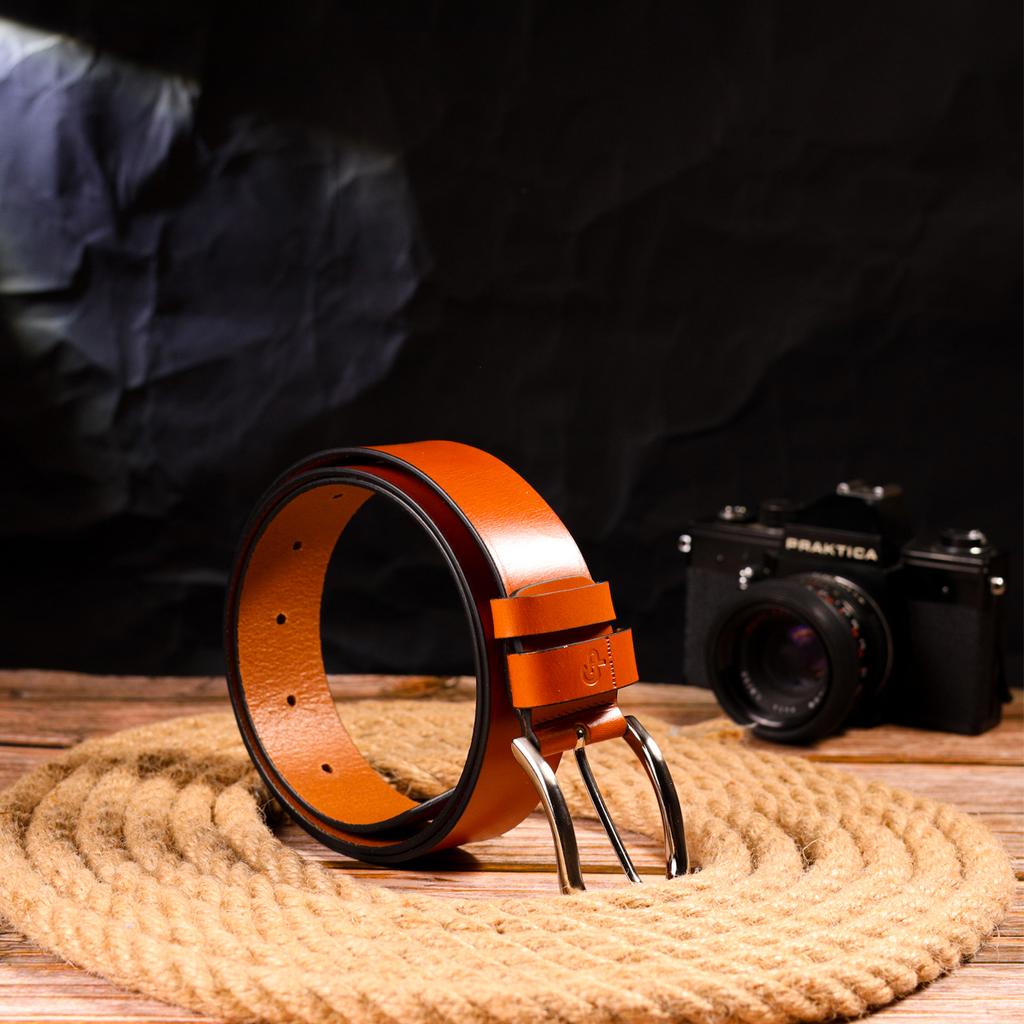 Качественный мужской кожаный ремень GRANDE PELLE Leather Belt 21472 Рыжий