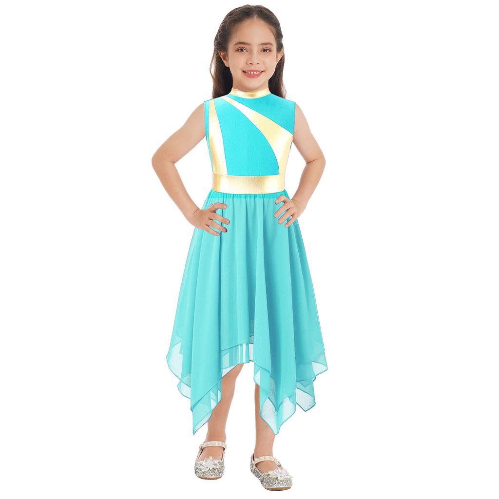 Kids Girls Praise Lyrical Dance Dress Worship Liturgical Celebration Costume Ballet Dance Wear