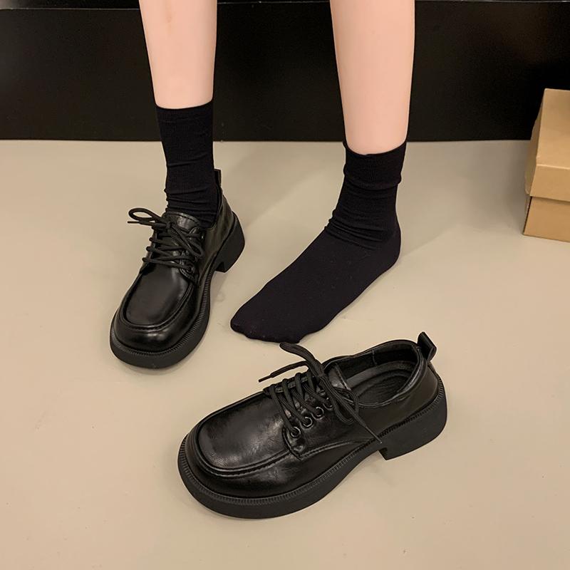 Модные туфли в студенческом стиле с толстой подошвой, женские туфли на шнуровке, модные туфли для девочек в стиле ретро, коричневые туфли Jk Uniform, одинарные туфли
