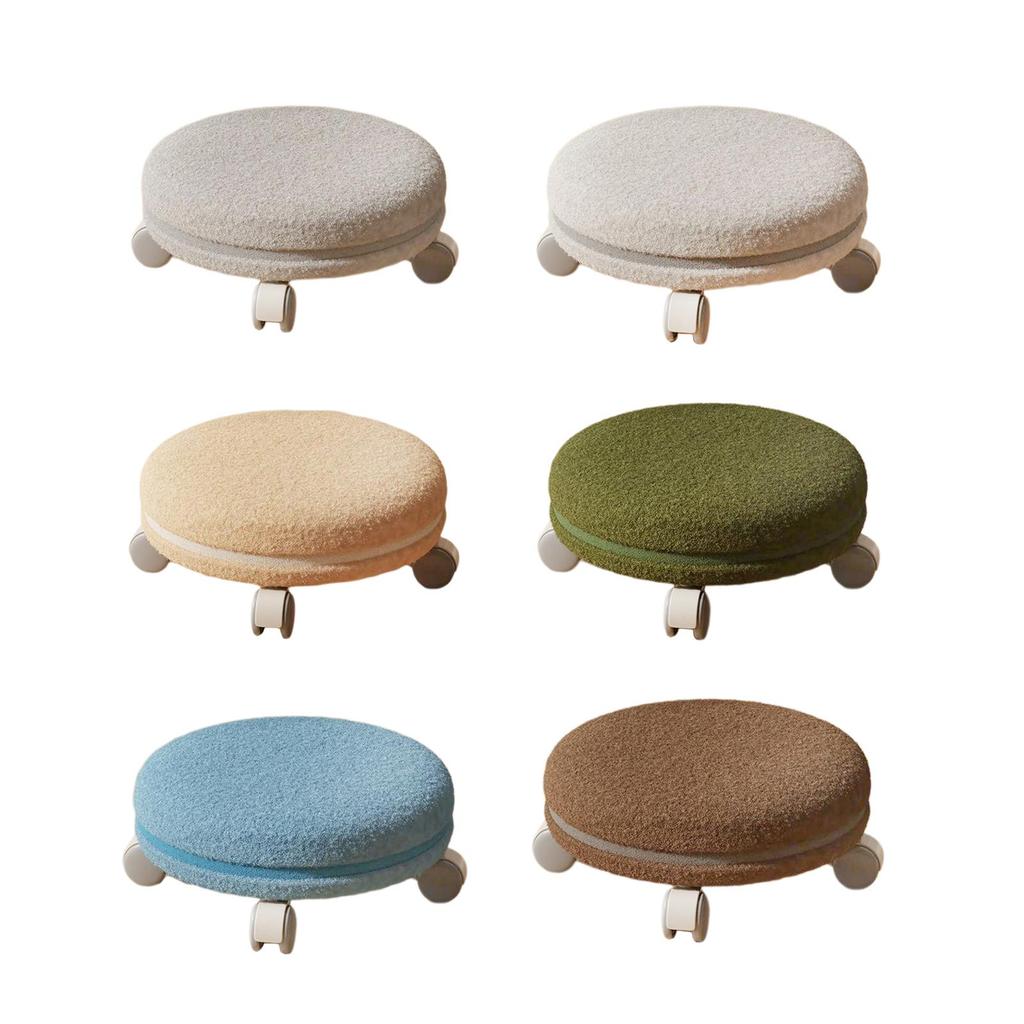 360° Rotating Rolling Stool Low Roller Seat Footstool Makeup Noise Universal Wheels