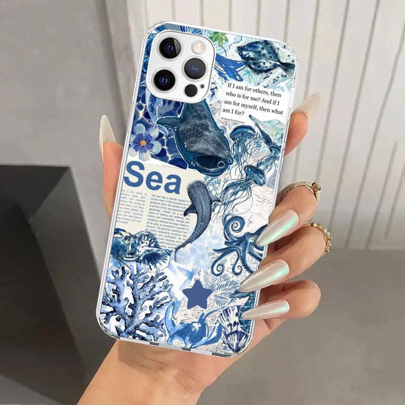 Чехол для телефона Ocean Starfish Sea Turtle Shark для Iphone 17 Air 16 15 Plus 14 13 Mini 12 11 Pro Max 16E 7 8 SE 2020 Мягкий Funda Prin