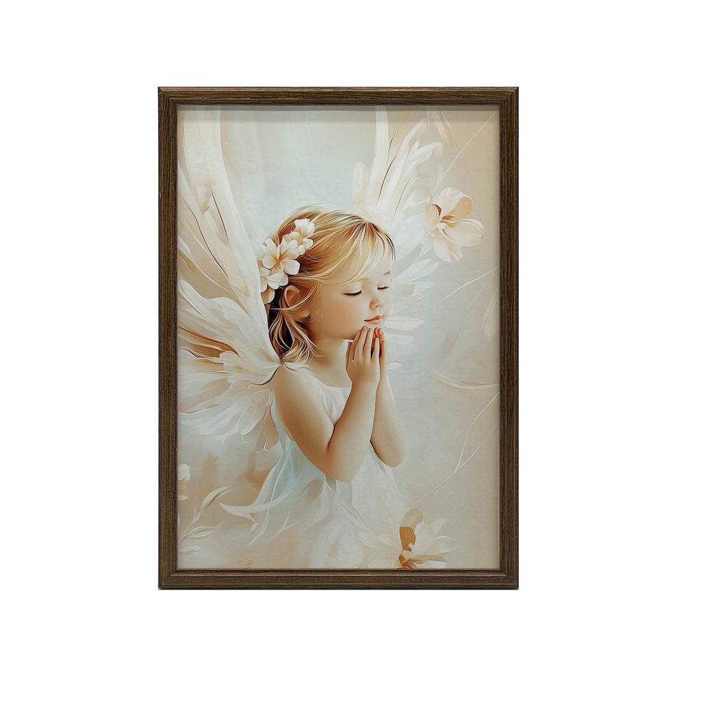 Plakat Urokliwy Aniołek W Modlitwie Plakat Urokliwy Aniołek W Modlitwie, 50X70 Cm, Bez Ramy, Płótno Premium Na Blejtramie