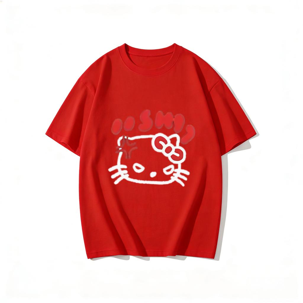 2026 Summer Trendy Cool Hello Kitty Graphic Couple Tshirts Streetwear Family Matching Parentchild Clothing for Unisex Women Kids