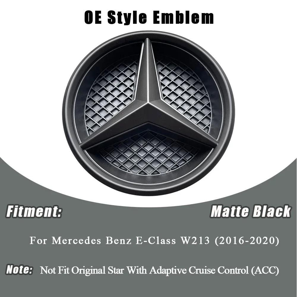 C200 E200 New 2025 For Mercedes Benz 3D Mirror Front Grille Star Emblem Logo Glossy Black And Chrome Silver For Mercedes Benz E-
