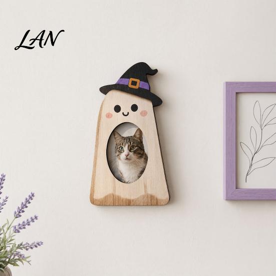 Cute Pumpkin Picture Holder Halloween Wooden Photo Frame, Pumpkin/Ghost Frame for Wall Creative Room Decor Hanging or Desktop Display, Personalized