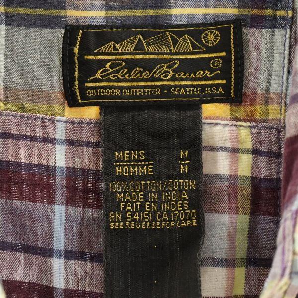 EDDIE BAUER 90-е годы Черный ярлык Футболка с коротким рукавом M Фиолетовый x Синий x Зеленый Мужская Б/У