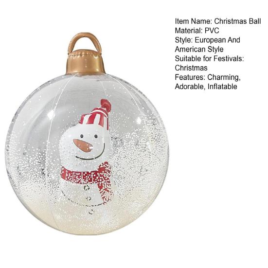 24-дюймовый надувной елочный шар, большая прозрачная надувная сфера, рождественское украшение со снеговиком, Сантой, елкой внутри для праздничного двора, лужайки
