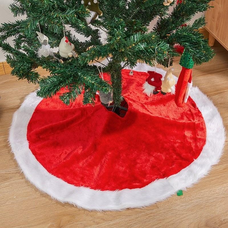 Plush Christmas Tree Skirt Red or White Holiday