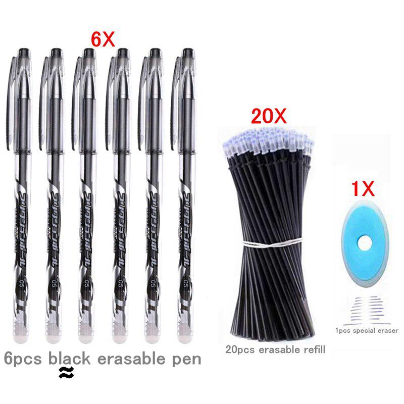 27pcs/lot Erasable Pen Refill Rod Washable Handle Ballpoint Pen 0.5mm Blue Black Ink For School Pens Writes Erases Stationery