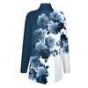 Casual Fashion Floral Print Shirt Tops High Neck Irregular Hem Long Sleeve Pullover Tops