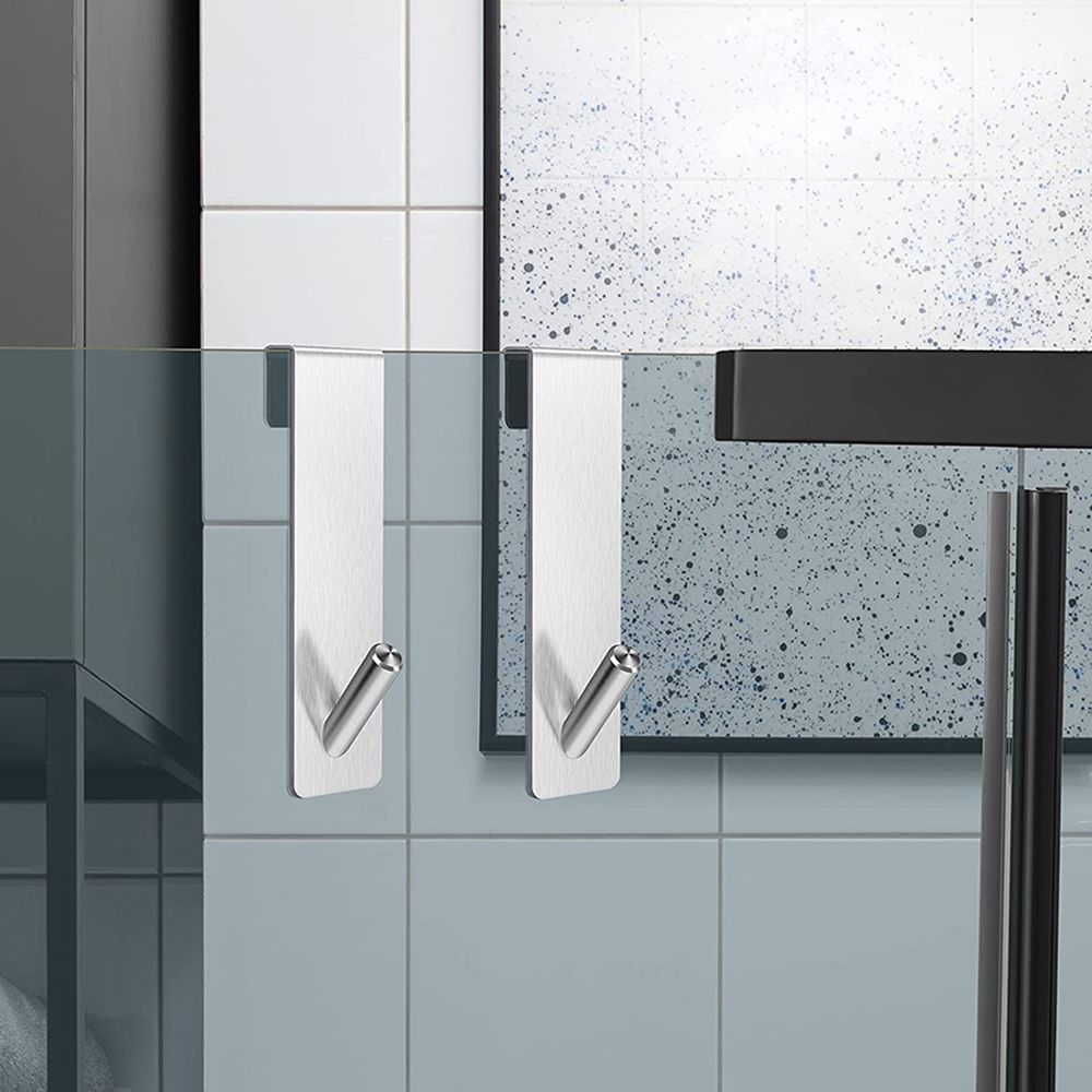 Multi-Purpose Door Hooks Free Punching Frameless Robe Hooks Towel Rack Storage Hanger Shower Hook