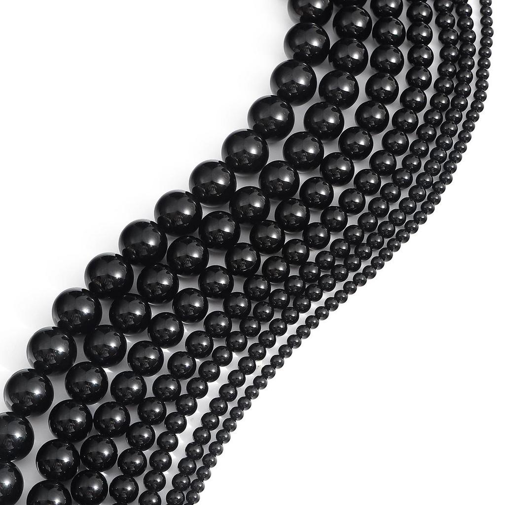 4-14 мм/28-92 шт. натуральный черный агат круглые бусины для изготовления ювелирных изделий DIY браслет ожерелье