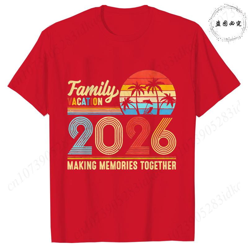 Family Vacation 2026 Retro T-shirts: Vintage Sunset Palm Graphic Tops Fashion Unisex & Unisex Making Memories Together Vacation Tees