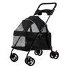 Pet Dog Cat Stroller, Outdoor Travel Pet Folding Stroller with Cup Holder, Breathable Visible Mesh Stroller for Medium Small Dog