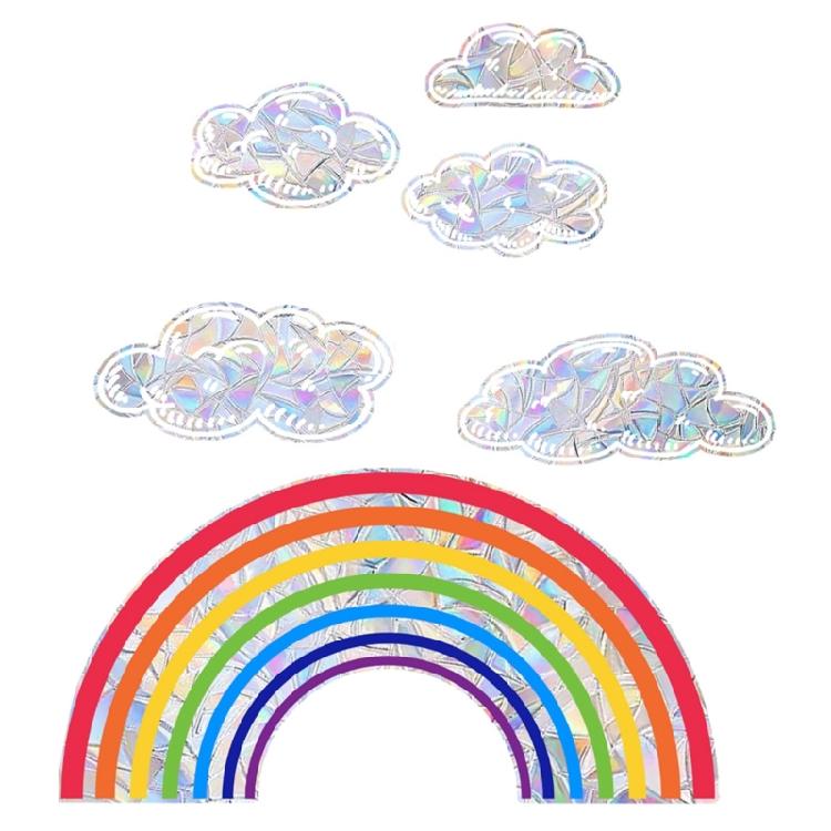 Reflective Rainbow Glass Stickers Colorful Flower Decals Sunlight Dispersing Window Films PVC Clings for Home Decors
