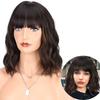AZQUEEN синтетические парики боб, короткий прямой парик с челкой для женщин, черный, розовый парик для вечеринки, повседневного использования, длина до плеч