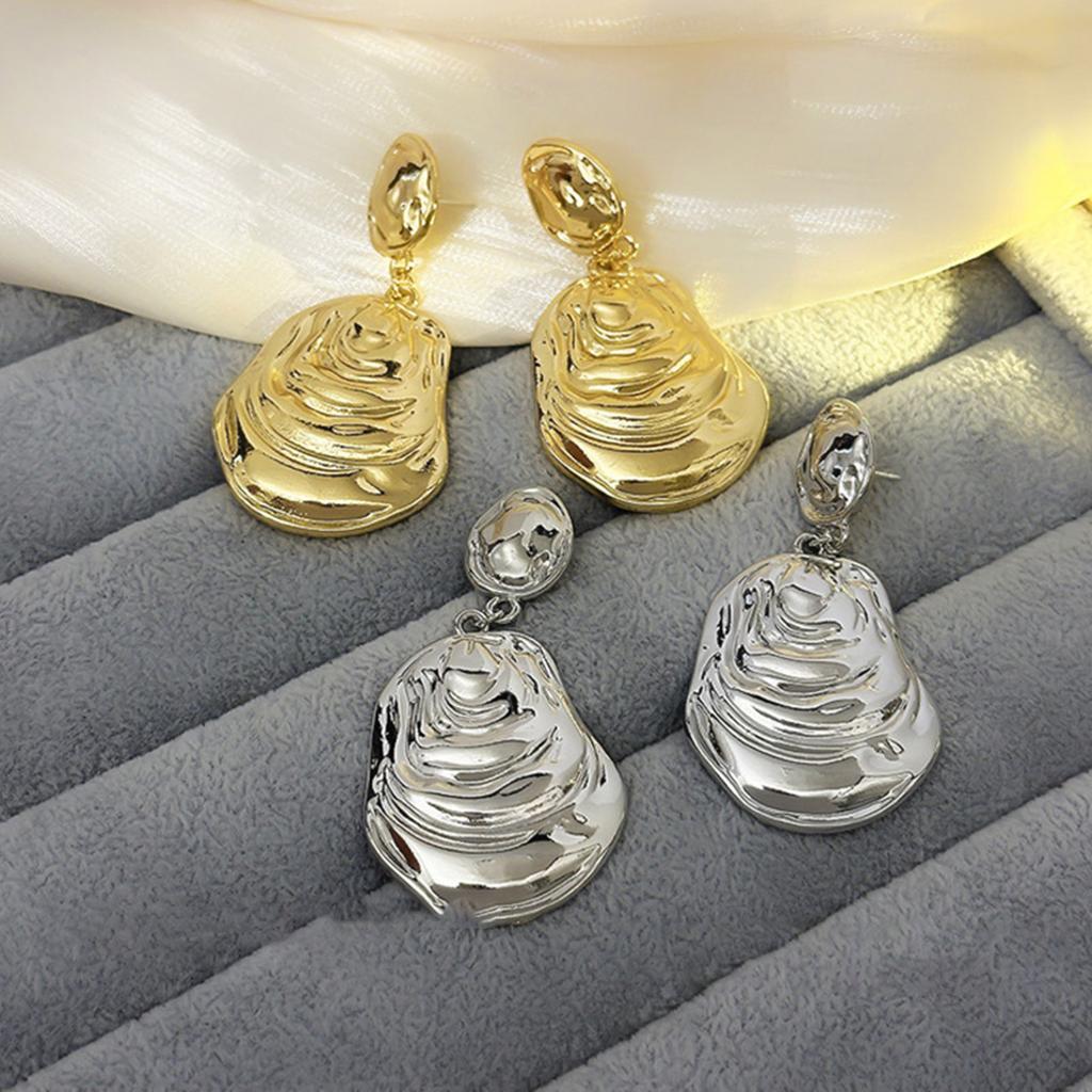 Lightweight Hammered Drop Earrings Stylish Gold/Silver Plated Drop Earrings for Women with a Modern Geometric Twist