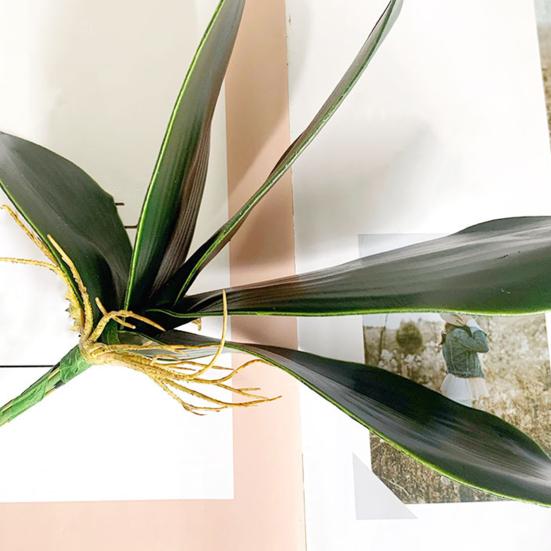 Искусственные Зеленые Листья Фаленопсиса Имитация Листьев Орхидеи Стебель Реалистичные Зеленые Растения для Цветочных Композиций Садовый Декор Бонсай