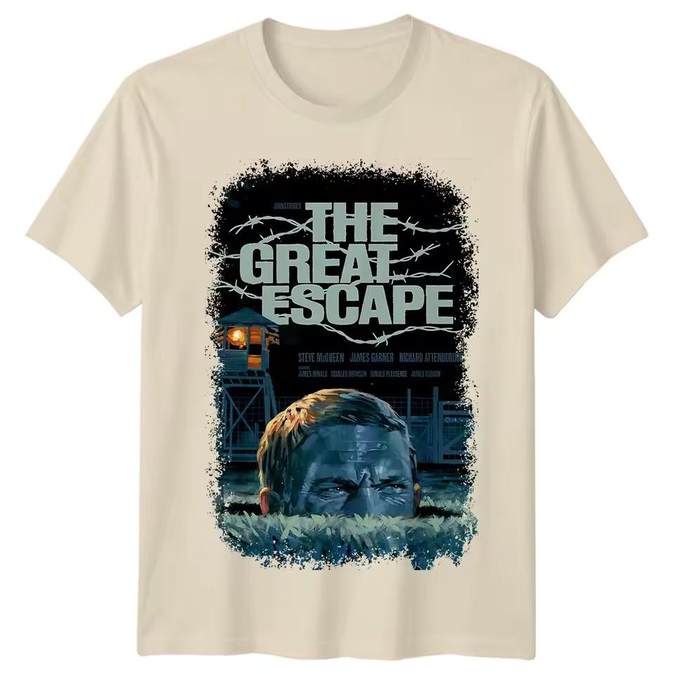 The Great Escape T-and kids tshirt Men Summer Classic War Prison Escape Movie Retro Graphic Short Sleeve Streetwear Fan Tee