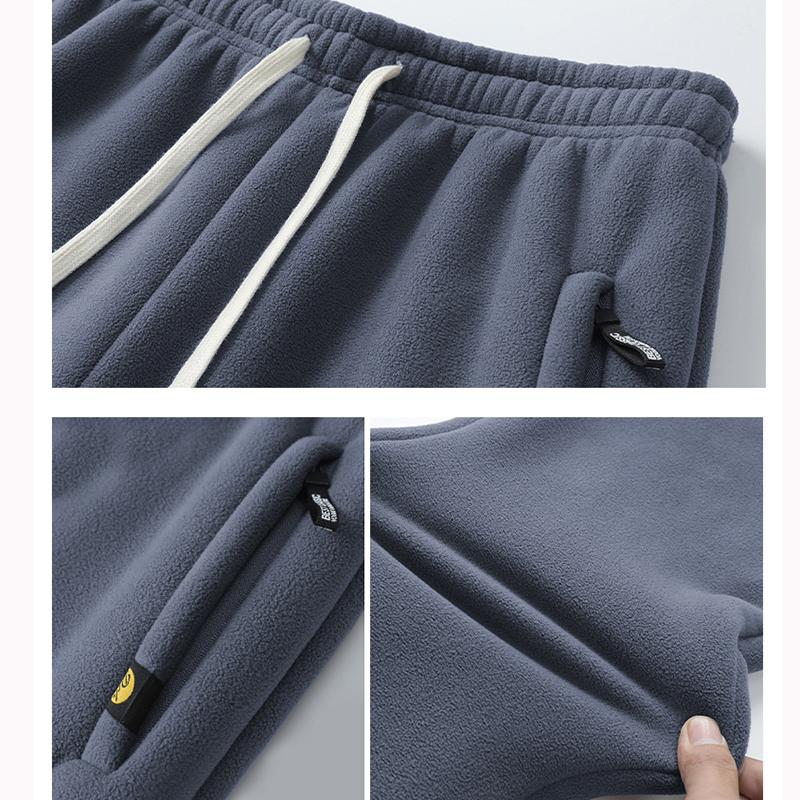 Мужские флисовые теплые брюки, свободные термобрюки на шнурке, осенне-зимняя верхняя одежда, спортивные штаны