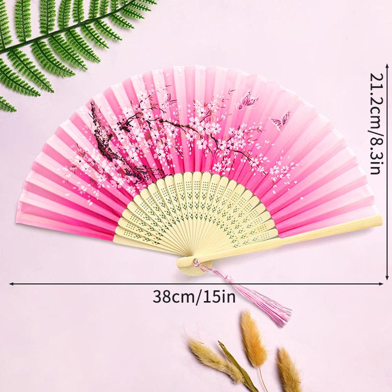 Vintage Silk Folding Hand Fan Chinese Japanese Bamboo Fans Craft Gifts Women Dance Performance Props Home Decoration Ornaments